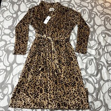 UGG Marlow Oak Plush Fleece Leopard Cheetah Print Robe Womens Sz XS NEW*