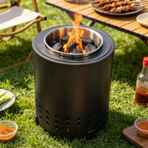 Réchaud charbon inox compact - réchaud,