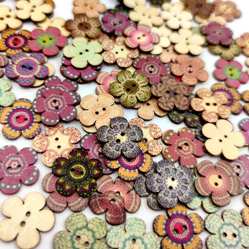 Lot 100 boutons bois - lot,