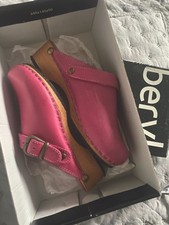 Sabots Sandales Cuir Rose Fushia Semelles Effet Bois BÉRYL 29