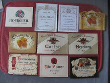 ++"1669"  LOT DE 10 ETIQUETTES DE VINS ANCIENNES