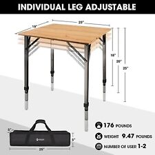 Portable Heavy Duty Adjustable Height Bamboo Folding Table Camping Table 176 lbs