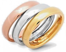 Bague Parure Tri Or 3 PC Mariage Acier Inoxydable Argent Blanc Rose Jaune Sz 5 7