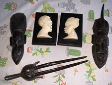 Ancienne décoration statuette art africain femme homme antilope