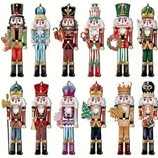 12PCS Figurines Casse-Noisette en bois déco Noël maison fête