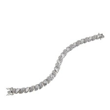 Victoria Wieck Sterling Silver Round & Baguette San Marco Bracelet, 7-3/4"