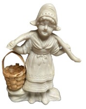 Antique cookie subject peasant girl with wicker basket