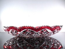 ANCIENE XXL COUPE CENTRE DE TABLE CRISTAL DOUBLE COULEUR BOHEME MOSER SIGNE 37CM