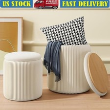 Round Ottoman Storage Set of 2