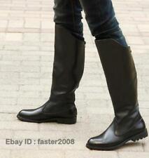 Men's Riding Military Boots Leather High Knee Equestrian Casual Fashion Shoes