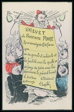 art Mouton humor DODKY jerk male diploma nude risque theme old 1910s postcard