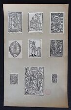 Board 9 woodcuts XVIIIth? pious image 28x43cm Butet collection