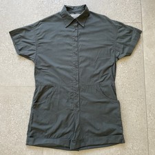 Acacia 100% Organic Cotton Jumpsuit In Gray Women’s Size XL Shirt Sleeve Button