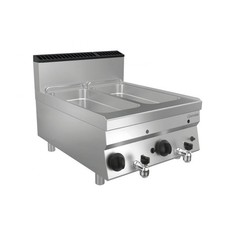 Friteuse GAZ double 2 x 7 Litres à poser, argenté, 14 000 W, GAZ