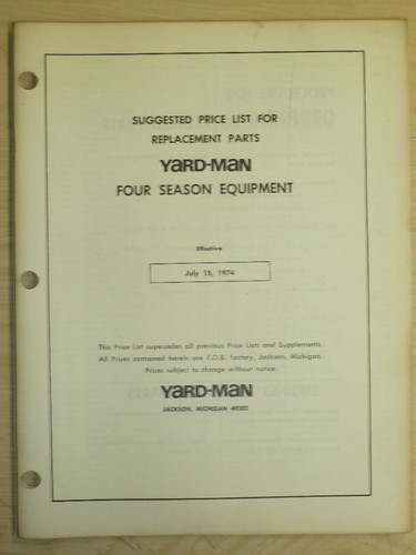 1974 yard man suggested price - 1974,