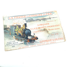 Antique map La France en chemin de fer Clermont Limoges 1900 André Silva