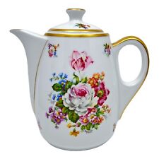 Porcelain de Baudour Coffee Tea Pot Floral Gold Trim Cerabel Belgium 40oz