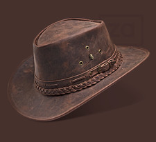 Chapeaux western pour hommes femmes chapeau de cowboy marron vintage cuir cha...