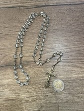 Ancien grand chapelet en cristal et métal argenté