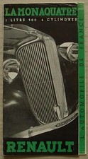 RENAULT MONAQUATRE Car Sales Brochure 1935 FRENCH TEXT #VT 236-349R