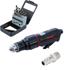 PROMO PERCEUSE PNEUMATIQUE DROITE + FORETS à METAUX DE 1 à 10 mm + EMBOUT EURO