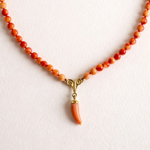 Collier perles corail - collier, de
