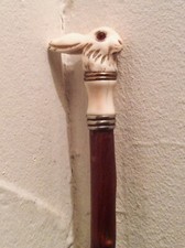 Petite Canne Collection Lapin  Argent Os Bois Noueux +++ French Antique ART DÉCO