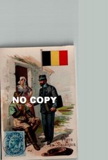 Chromo LA POSTE in BELGIUM, stamp, flag and genre scene