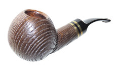DAVORIN DENOVIC MORTA WOOD BENT THICK APPLE SHAPED PIPE W/ BRASS TRIM - PIPESTUD