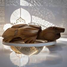 Sculpture de Tortue en Bois de Thuya - Artisanat Marocain Élégant et Authentique