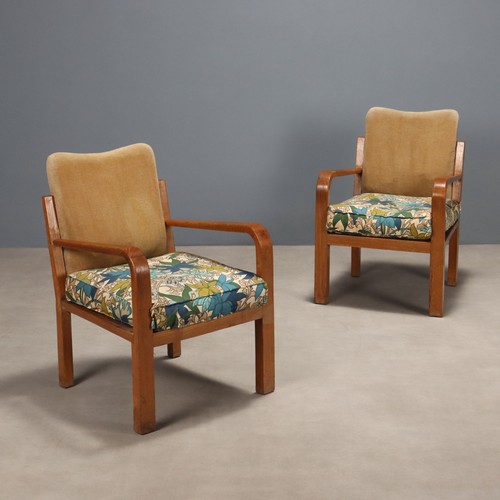 Fauteuils vintage chêne - chêne, tissu