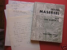 Frans Masereel Luc Durtain Lettre manuscrite signé dédicace tapuscrit E/O 600ex