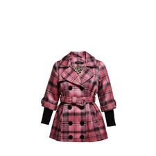 NEUF Manteau FILLE à carreaux rose – Taille 4 à 12 ans