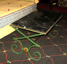 table basse début cinquante fer forgé et marbre,noire et verte en parfait état