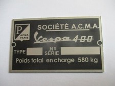 Panneau Type Vespacar Bouclier Vespa 400 Acma A. C. M. A.Paris Voiture s66