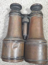 Antique JUMELLE PARIS Binoculars Leather French BRASS WORLD WAR I WW1 WW2 MARINE