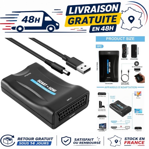 Adaptateur péritel vers - vers, hdmi