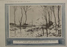 1915 WWI WW1 PRINT BELGIAN ARTIST IMPRESSION OF RAMSCAPELLE ALFRED BASTIEN