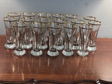 BEAUTIFUL SET OF 18 ANTIQUE GLASS PASTIS BISTRO GILDED OLD BAR BREWERY VINTAGE