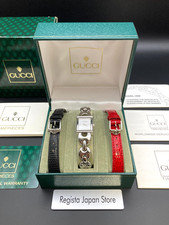 [Exc+5,W/Box] Gucci 1800L Women's Watch Change Belt Silver Quartz Japan