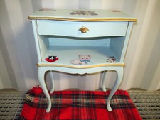 VINTAGE REPAINTED WOODEN BEDSIDE TABLE CHIPPENDALE STYLE-NO.2-children's bedside table