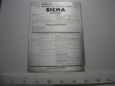 SICMA Aluminum Plate Instruction and Maintenance Oil Burner Antique