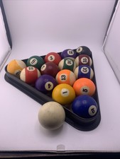 Lot De Boules De Billard Vintage 15 Boules + 1 Boule De Queue + Triangle Noir