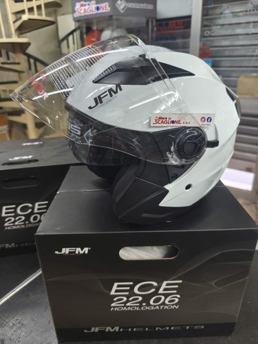 Casque jet jfm blanc brillant - blanc,