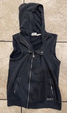 Juniors Roxy Sleeveless Hoodie Women's Medium Black Full Zip Vest Pockets