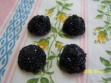 Lot of 4 Antique Jet Bead Buttons. 19th century. Splendid! Handmade No. 522