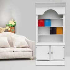 Bibliothèque à caisson en bois à l'échelle 1:12, accessoires de