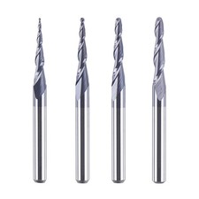 4pcs Tapered Cutter Cutter Cutter 3.175mm1/8'' Radius 0.25-1.0mm F...