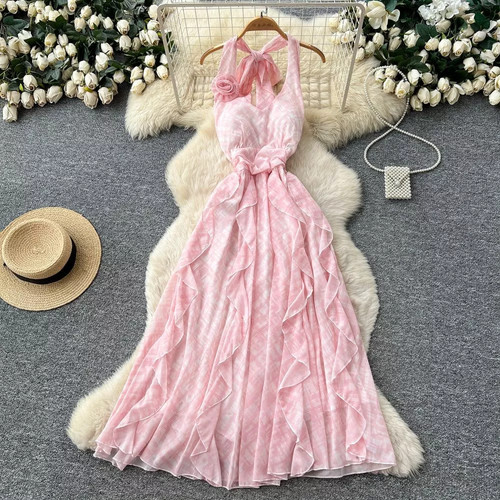 Robe longue carreaux - carreaux, avec