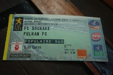 Ticket  )) FC SOCHAUX V FULHAM FC   - INTERTOTO  UEFA CUP 2002
